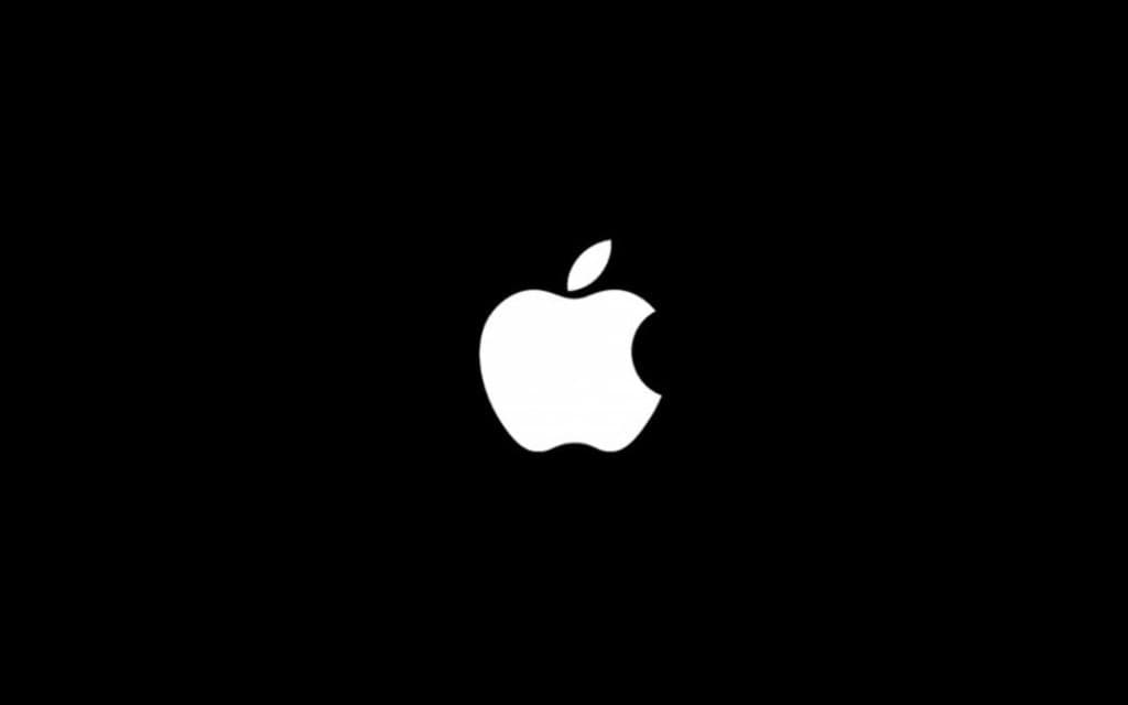 Siyah ekranda beyaz Apple logosu