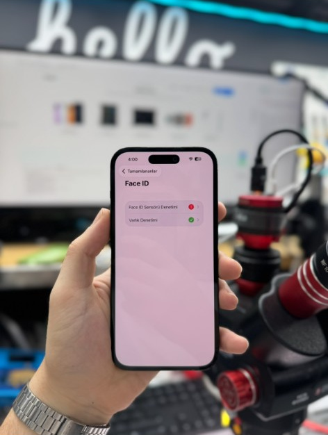 iPhone Face ID onarımı öncesi — sensör hatası